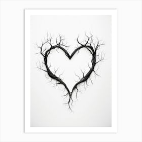Minimalist Black Tree Branch Heart 1 Art Print