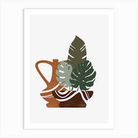 Terracotta Pot With Plants Art Print