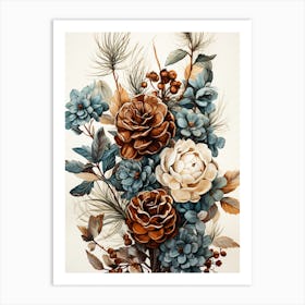 Bouquet Of Flowers Pine cone Art Print