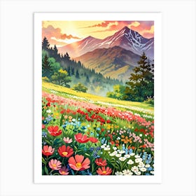 Flowers In The Meadow Art Print