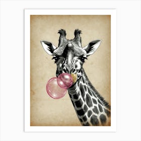 Giraffe Blowing Bubbles Art Print