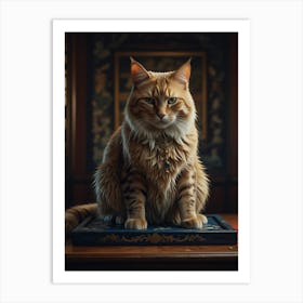 Cat Sitting On A Book Art Print