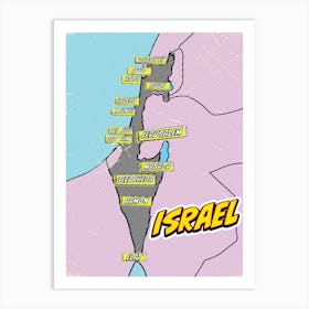 Israel Pop Art Map Art Print