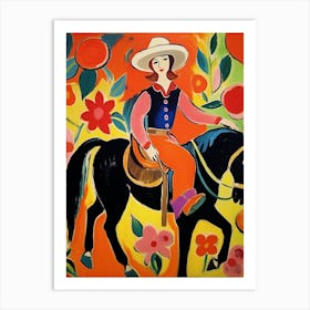 Matisse Inspired Cowgirl On Horse  Art Print