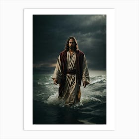 Jesus In The Water Art Print