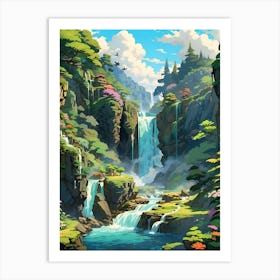 Waterfall In The Forest 9 Art Print