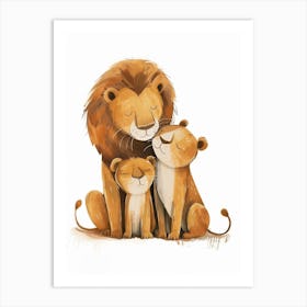 Barbary Lion Family Bonding Clipart 3 Art Print