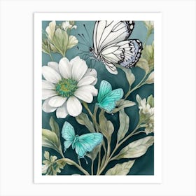 Butterflies And Flowers 7 Art Print