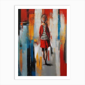 Girl Walking Down The Street Art Print