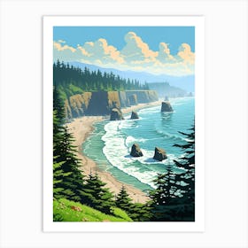 Cannon Beach Washington Retro Pop Art 6 Art Print