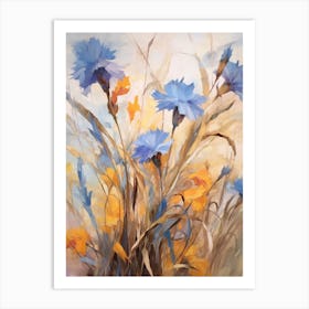 Fall Flower Painting Cornflower 3 Art Print