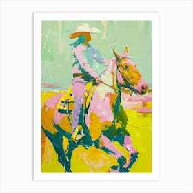 Blue And Yellow Cowboy Painting 2 Art Print