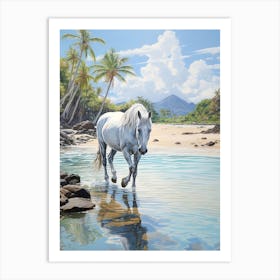 A Horse Oil Painting In Anse Cocos, Seychelles, Portrait 4 Art Print