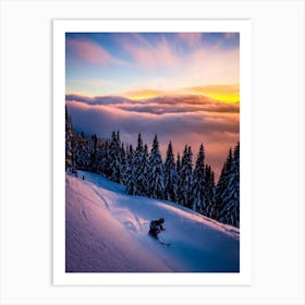 Mayrhofen, Austria 1 Sunrise Skiing Poster Art Print