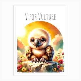 V For Vulture Nursery Art Print