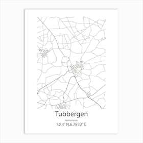 Tubbergen,Netherlands Minimalist Map Art Print