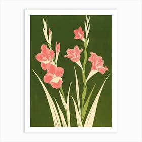 Pink & Green Gladiolus 2 Art Print