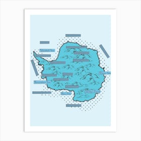 Antarctica Map Art Print