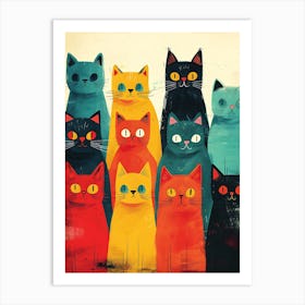 Beautiful Painting Funky Cats 10 Art Print