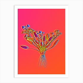 Neon Starfruit Botanical in Hot Pink and Electric Blue n.0595 Art Print