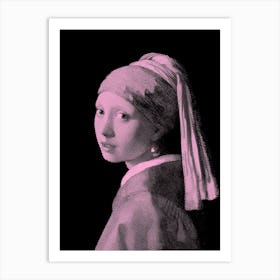 Girl with a Pearl Earring Pink Art Print