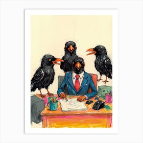 Crows At The Desk Art Print