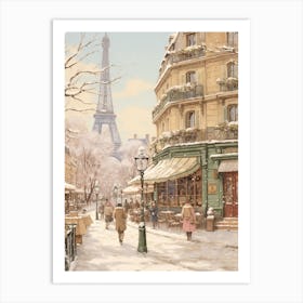 Vintage Winter Illustration Paris France 5 Art Print