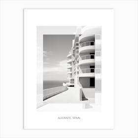 Poster Of Alicante, Spain, Black And White Old Photo 4 Art Print