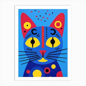 Cat On A Blue Background Art Print