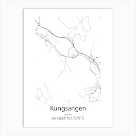 Kungsangen,Sweden Minimalist Map Art Print