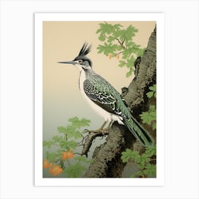 Ohara Koson Inspired Bird Painting Roadrunner 2 Art Print