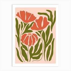 Poppies in warm colors Art Print