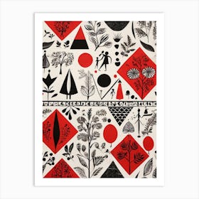 Default Traditional Ethnic Warli Art From India In Simple Geom 1 Art Print