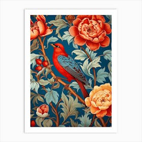 Red Bird On A Branch Art Print