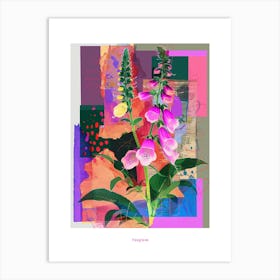 Foxglove 2 Neon Flower Collage Poster Art Print