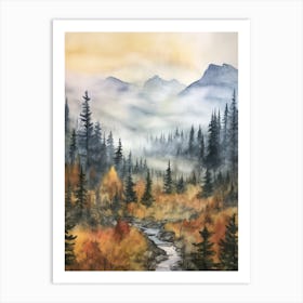 Autumn Forest Landscape Banff National Park Canada 2 Art Print