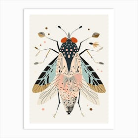 Colourful Insect Illustration Fly 14 Art Print