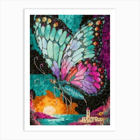 Butterfly At Sunset Art Print