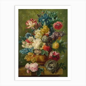Flowers In A Vase, Paulus Theodorus van Brussel Art Print