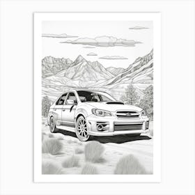 Subaru Impreza Wrx Sti Desert Drawing 4 Art Print