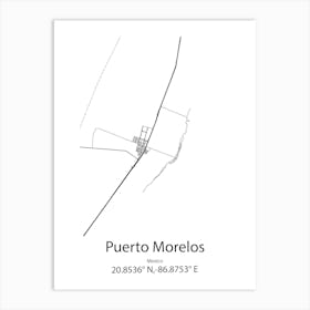 Puerto Morelos,Mexico Minimalist Map Art Print