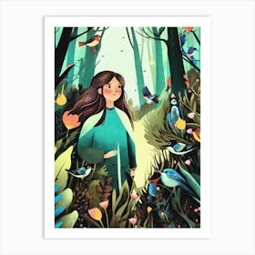 Luxmango Fresco Artstyle Woman In Forest Art Print