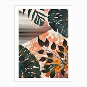 Abstract Tropical Leaves And Flowers Art Print