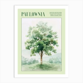 Paulownia Tree Atmospheric Watercolour Painting 4 Poster Art Print