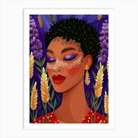 African Woman With Flowers 2 Art Print