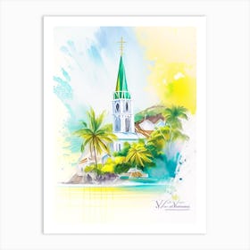 Saint Vincent And The Grenadines Watercolour Pastel Tropical Destination Art Print