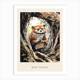 Beatrix Potter Inspired  Animal Watercolour Red Panda 1 Art Print
