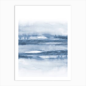 Blue Water Watercolor Brush Art Print