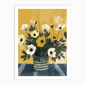 Anemone Flowers On A Table   Contemporary Illustration 4 Art Print