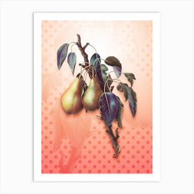 Lemon Pear Vintage Botanical in Peach Fuzz Polka Dot Pattern n.0168 Art Print